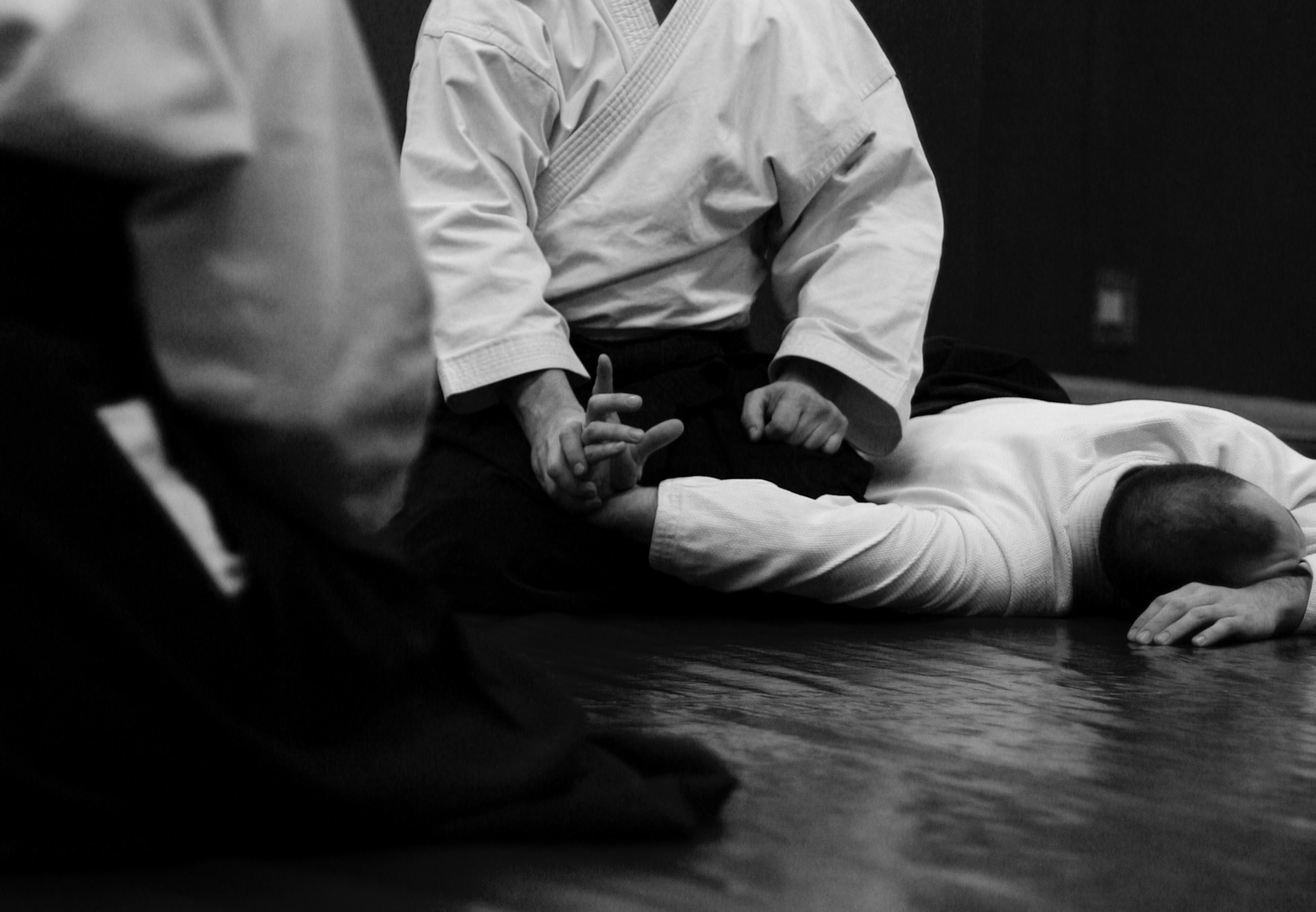 Pratique d'une technique d'aikido au sol